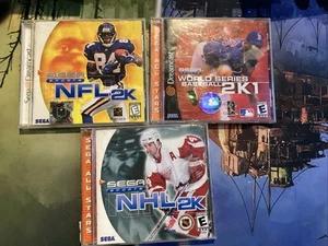 NFL2K,NHL2K,Baseball 2K1 Dreamcast Complete Game Bundle Lot of 3 Sports Untested - Picture 1 of 11