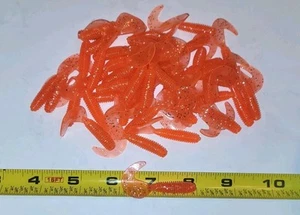 Orange Flash 2 inch 100 Pack Curl Tail Grubs - Picture 1 of 2