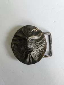 Vintage 70s Man's Face Belt buckle Brass - Picture 1 of 5