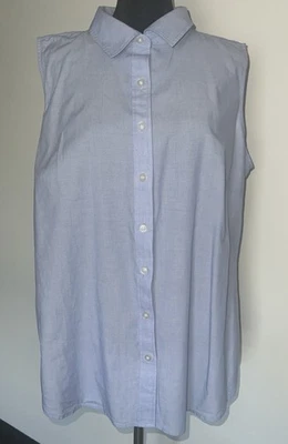 Blusa Top TALBOTS Bebé Azul Algodón Sin Mangas Talla 1X Foto 1 de 4