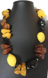 Vintage Chunky Faux Amber Signed Necklace - Picture 1 of 4