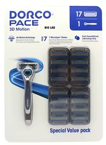 Dorco Pace 7 Blades 3D Motion 1 Razor Handle + 17 Cartridges Special Value Pack - Picture 1 of 2