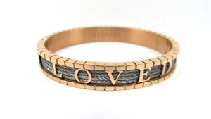 Charriol Forever " LOVED " Bangle Bracelet 04-102-1139-17L ~ Rose Gold ~ Size L - Picture 1 of 7