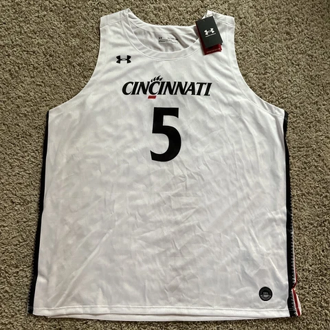 NWT Under Armour Cincinnati Bearcats White #5 Basketball Jersey Men's 3XL XXXL Cover