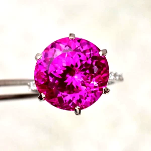925 Sterling Silver Ring Natural Pink Ruby & Diamond Certified Women Gift Ring - Picture 1 of 13