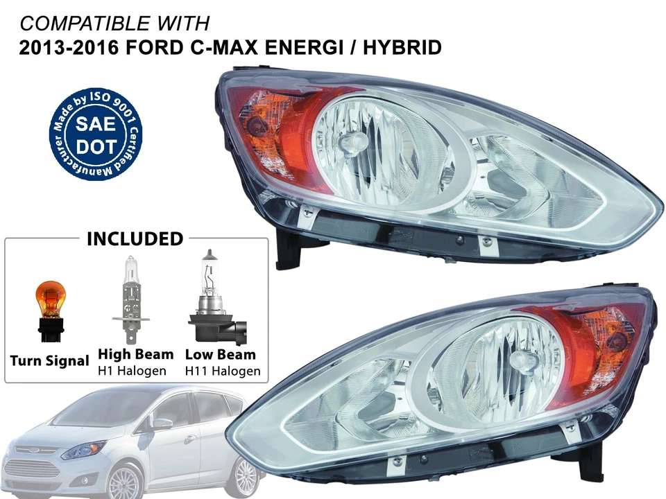 Par de luces de cabeza Ford C-Max Energi SEL 2013-2016 híbrido SE pasajero conductor Foto 1 de 4