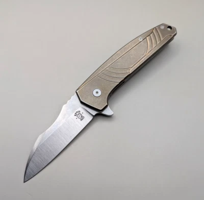 Tom Krein Midtech "Shard" Frame Lock Knife Titanium (3.375" Stonewash) USA - Image 1 of 4
