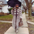 Mens Winter Real Silver Fox Fur Overcoat Natural Genuine Fur Full Length Coats