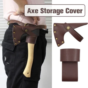 Vintage PU Leather Axe Blade Cover Safe Sheath Head Protect Case Cosplay - Picture 1 of 12