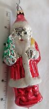 Vintage West Germany Mercury Glass Santa Claus Christmas Ornament Hand Blown