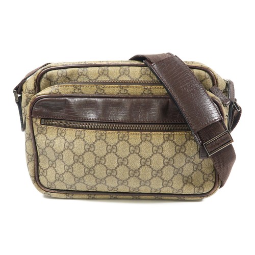 Borsa a tracolla Gucci GG SHW 114531 rivestita in tela marrone