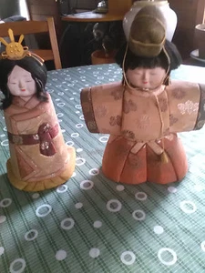 Vintage Emperor & Empress Japanese HINA DOLLS Set- Old Needs TLC - Picture 1 of 5