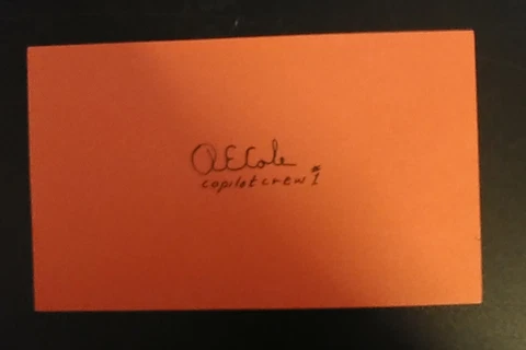 Richard E. Cole Autographed Index Card WWII Col. Jimmy Doolittle Co-Pilot D.19 Cover