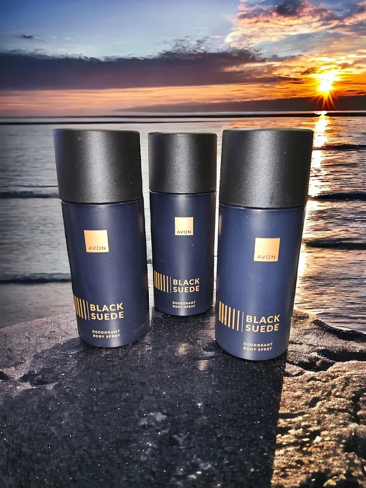 Avon BLACK SUEDE 3x Körperspray Herren Deo Spray Duft Zitrone Bergamotte Amber - Bild 1 von 1