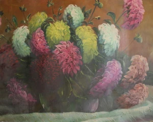 Antique still life with flowers oil painting - Picture 1 of 12