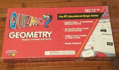 Quizmo Geometry Educational Bingo Shapes Symbols Terms Math 2 Games New - Image 1 of 4