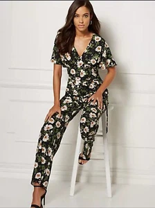 Eva Mendes Womens Ciela Jumpsuit Floral Print Corset Tie Front Wide Leg NWT A7 - Picture 1 of 10