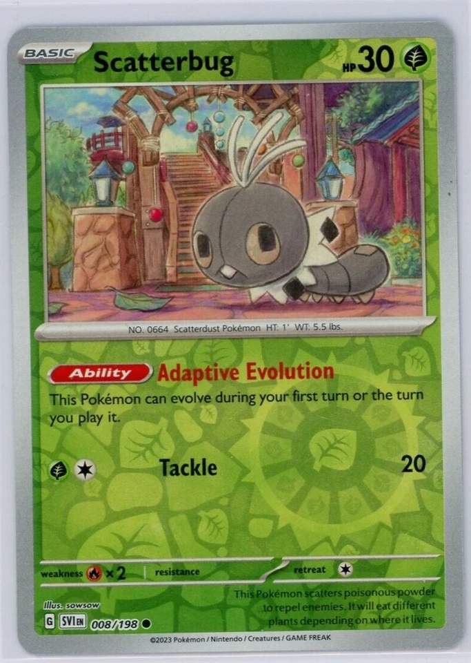 Pokemon TCG Scatterbug Scarlet & Violet Base Set 008/198 Reverse Holo Common - Image 1 of 1