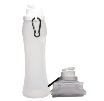 硅胶便携式可折叠水壶 500 毫升可折叠饮料运动远足 — 第 1/3 张图片