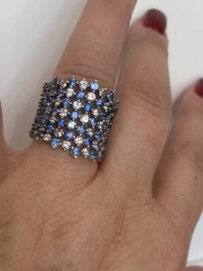 Sterling Silver Blue Sapphire & White Sapphire Ring  SHOPHQ - Picture 1 of 19
