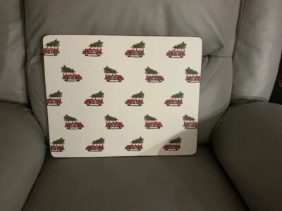 Pottery Barn Woody Car Cork Placemat Set of 8 Christmas Holiday Pine Tree RARE - Image 1 of 3