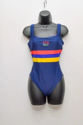 Traje de baño vintage Speedo USA para mujer azul marino rojo amarillo M años 90 Foto 1 de 4