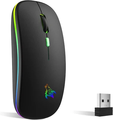 Mouse Wireless Ricaricabile, con Mini Ricevitore USB Da 2,4 Ghz - Immagine 1 di 4