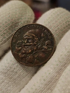 Vintage Frohe Weihnachten Weihnachtsmann Geschenkeladen Token Tauchgänge Pomeroy & Stewart - Bild 1 von 6