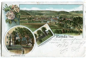 Litho AK Remda Thüringen,Kriegerdenkmal,bei Rudolstadt um 1900 - Picture 1 of 2