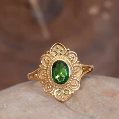 925 Sterling Silver Ring, Peridot Gemstone, Dainty Ring, Stacking Ring, Minimali - Image 1 of 4