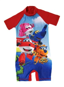 Kids Superwings Sun Suit Boys Girls One Piece Swim Suit Character Rash Guard - Picture 1 of 3