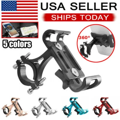 360° Aluminum Bike Motorcycle Stand Handlebar Mount Bicycle Cell Phone Holder - Image 1 of 4