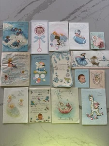 15 Vintage Welcome New Baby Boy card lot 1965 Congratulations signed w/notes - Picture 1 of 6