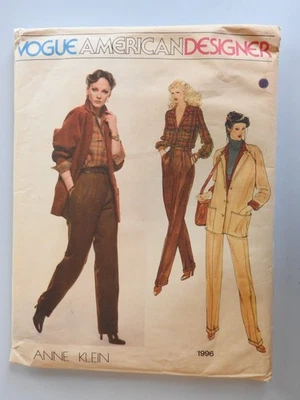 Vogue 1996 sewing pattern Jacket Pants Blouse size 12 Anne Klein designer FF - Image 1 of 2