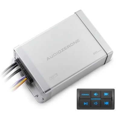 AUDIOZERONE Marine Bluetooth Amplifier car Audio System Waterproof Multi-Function Remote ...