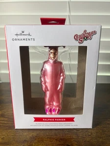 Hallmark A Christmas Story Ralphie Parker Pink Bunny Suit Ornament Blown Glass - Picture 1 of 6