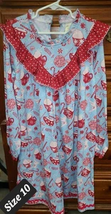 Matilda Jane Herz an Herz Weihnachten Cup of Cheer Nachthemd blau rot Größe 10 - Bild 1 von 1
