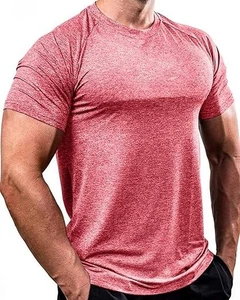 Mens Fashion Shirts Gym Workout Short Sleeve T-Shirt Athletic Tee Tops Pink 3XL - Picture 1 of 7