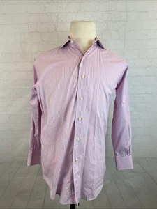 Brooks Brothers Men's Pink White Striped 100% Cotton Dress Shirt 15 32 - Picture 1 of 8