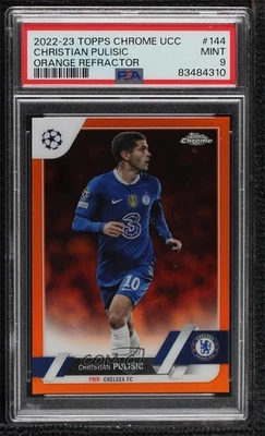 2022 Chrome UEFA Club Competitions Orange Refractor /25 Christian Pulisic PSA 9 - Image 1 of 2