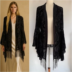 Samt Burnout Fancy Whimsygoth Vampir Witchy Staubtuch kurzer Kimono klein - Bild 1 von 13