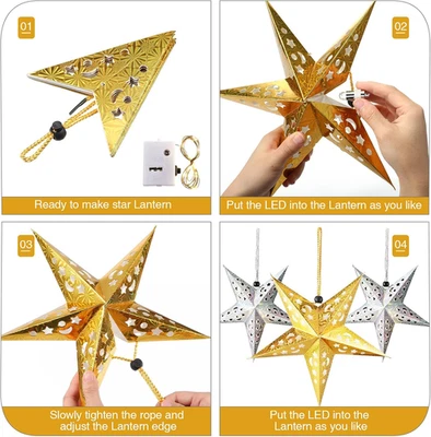 10 Piezas Papel Navidad Estrella Linterna Pantalla 3D Papel Estrella Colgante Decoración... Foto 1 de 4