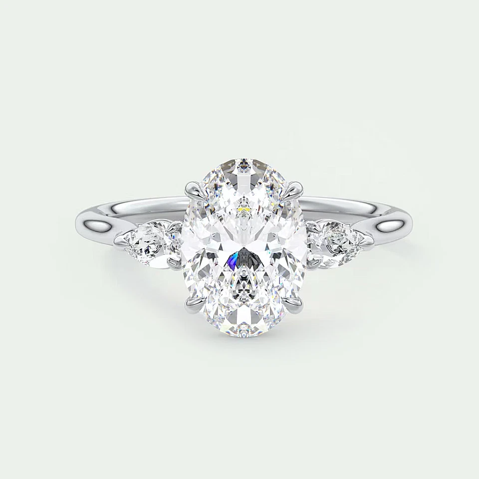 Wedding Ring Lab Grown 950 Platinum 2.30 Carat IGI Certified Oval Cut Diamond - Image 1 of 4