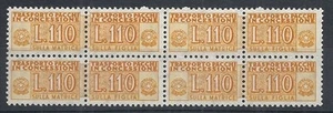 1955-81 ITALIA PACCHI IN CONCESSIONE STELLE 110 LIRE QUARTINA MNH ** - RR10350 - Foto 1 di 1