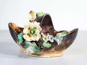 ⚜️ Vase Cachepot Barbotine Papierkorb Keramik Porzellan Blumen Ära 1920S France - Bild 1 von 8