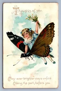 Postcard Vtg Happy Birthday Tuck's No 105 Butterfly May Ever Brighter Days - Picture 1 of 2