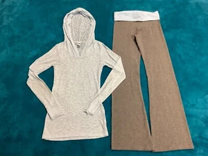 So Low Fold Over Yoga Flare Pants 25 x 29 L Kavio! Sheer Hooded Top M - Picture 1 of 11