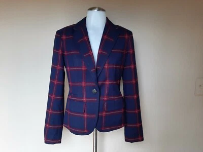 Chaqueta Blazer Merona a Cuadros Traje Abrigo Mujer 4 Azul Marino Rojo Mezcla Lana Harry Potter Foto 1 de 4