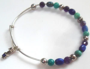 Brazalete Jay King Plata de Ley 925 Turquesa Amatista y Lapislázuli Azul - Imagen 1 de 3