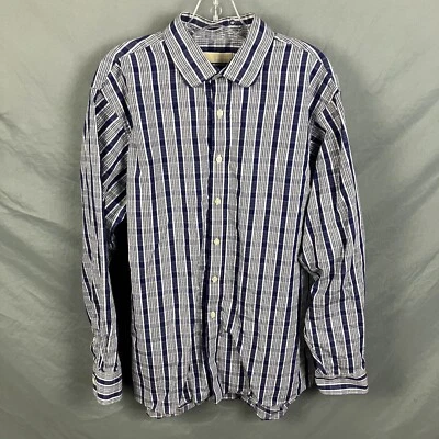 Camisa de vestir Michael Kors calce regular para hombre 17 34/35 azul blanco a cuadros con botones Foto 1 de 4